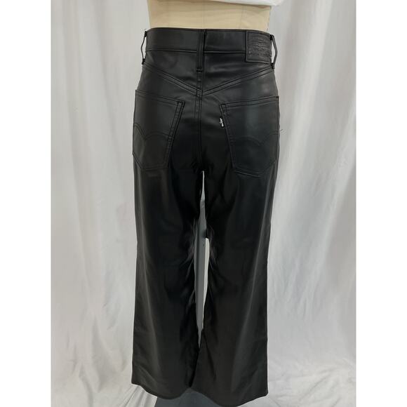 Levi's '70s' Black Flare Faux Leather Pant Size 27 - Picture 3 of 5